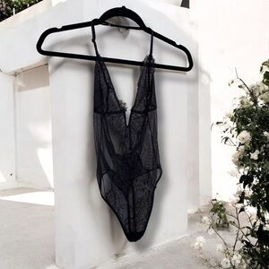 Victoria secret Black Lace Bodysuit teddy mesh lace whimsygoth luxury S